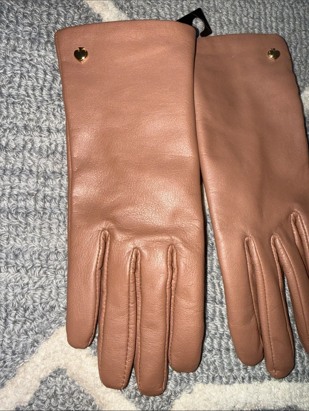 Kate Spade Cognac Goat Leather Touchscreen Gloves L NWT